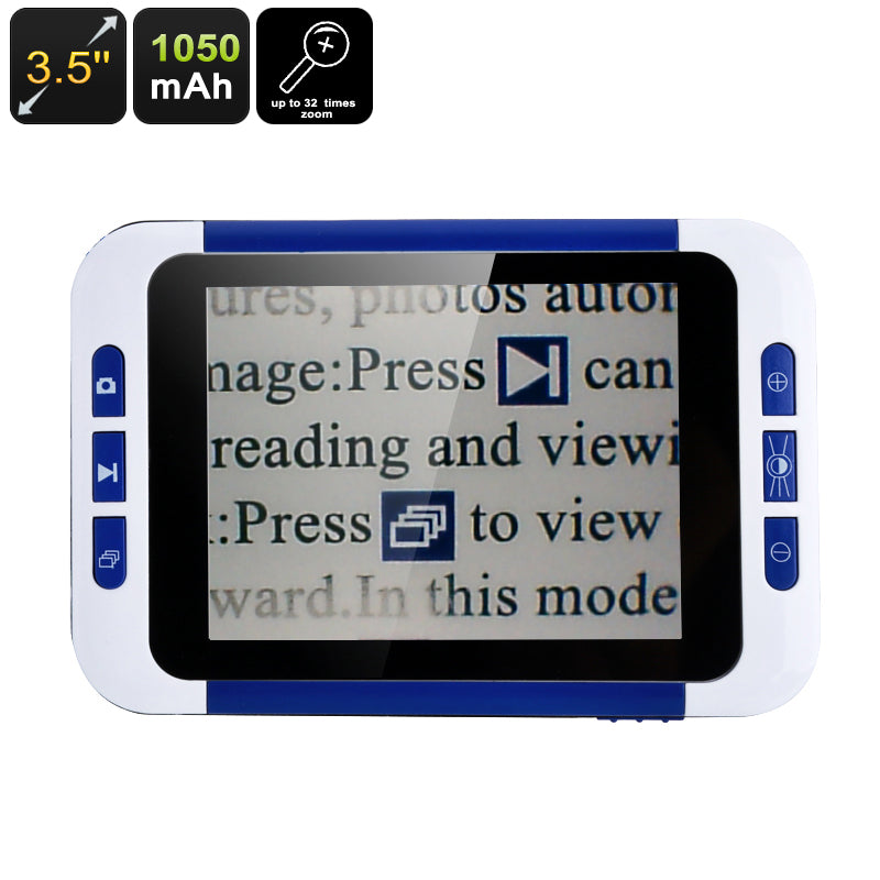 3.5-Inch Portable Digital Magnifier - LCD Display, 2x To 32x Magnification, Three Color Modes, 32GB SD Card Slot, 1050mAh