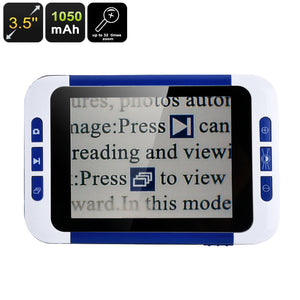 3.5-Inch Portable Digital Magnifier - LCD Display, 2x To 32x Magnification, Three Color Modes, 32GB SD Card Slot, 1050mAh